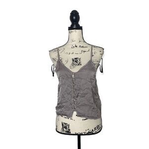 Don’t Ask Why Gray Button Front Crop Top Size OS Spaghetti Strap Made in Italy